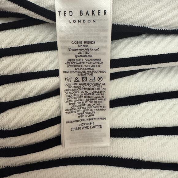 Ted Baker Eastyn Black White Striped Knit Dress Size 2 M Sleeveless - Picture 7 of 12